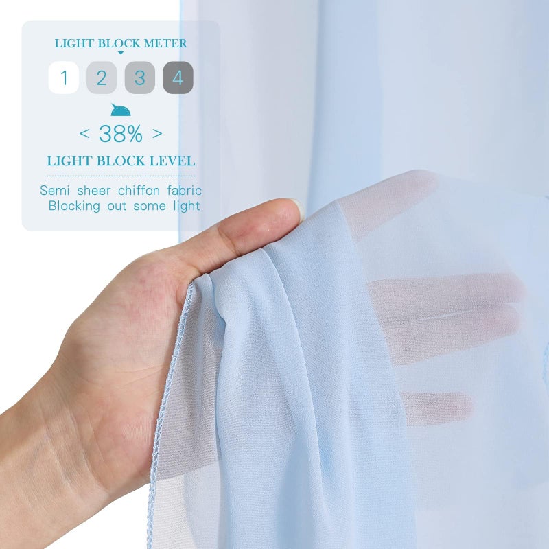 QueenDream Baby Blue Chiffon Backdrop Wedding Photo Backdrop 10x10ft Sheer Backdrop for Parties Wedding Arch Draping Fabric - Image 5